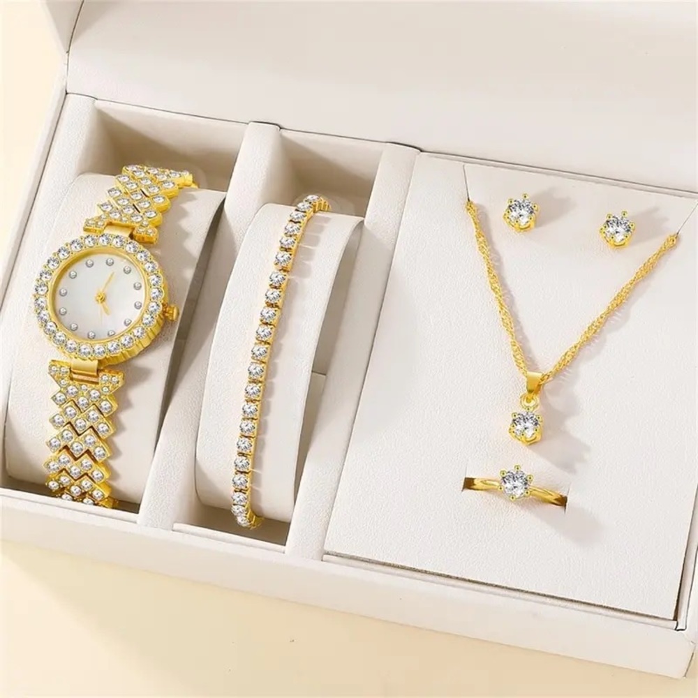 NEW Women’s Necklace Watch Earrings Bracelet Set Jewelry Gift